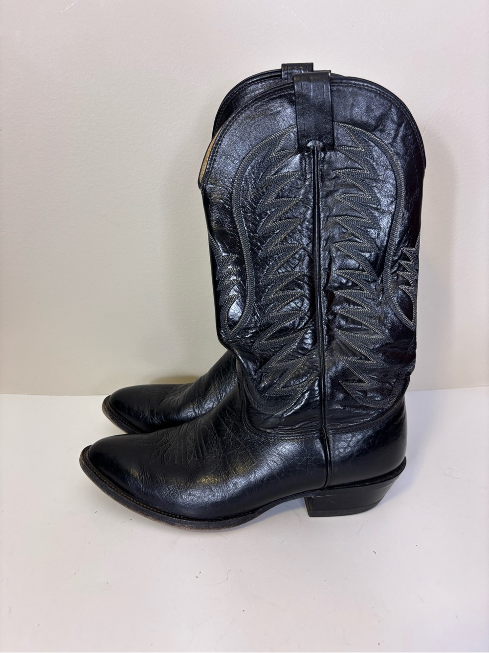 Nocona Men's Black Leather Western Cowboy Boots  9.5 Wide